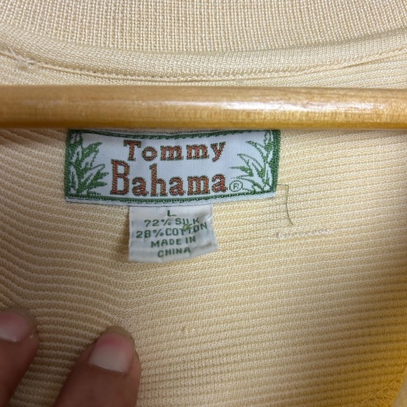 Tommy bahama Silk Men’s Polo Short Sleeve Yellow Classic Old money Shirt Sz L - Picture 5 of 12